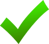 Glossy lime check mark with shadow